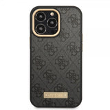 Guess iPhone 14 Pro Skal Metal Plate Logo MagSafe Svart