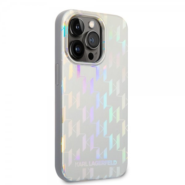 Karl Lagerfeld iPhone 14 Pro Skal Monogram Iridescent Silver