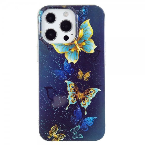 iPhone 14 Pro Skal Motiv Guldiga Fjärilar