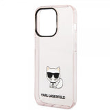 Karl Lagerfeld iPhone 14 Pro Skal Printed Choupette Transparent Rosa