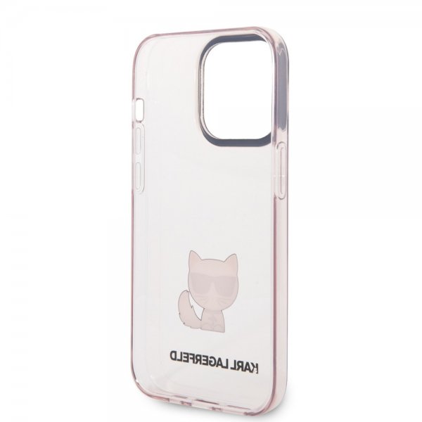 Karl Lagerfeld iPhone 14 Pro Skal Printed Choupette Transparent Rosa
