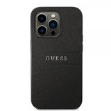 Guess iPhone 14 Pro Skal Saffiano Metal Logo Stripes Svart