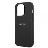 Guess iPhone 14 Pro Skal Saffiano Metal Logo Stripes Svart