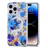 iPhone 14 Pro Skal Spring Series MagSafe Lila Blommor