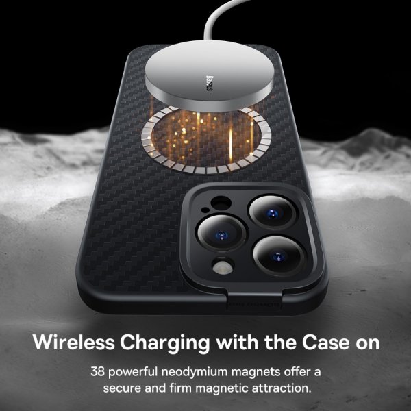 Baseus iPhone 14 Pro Skal Synthetic Fiber MagSafe Svart