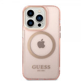 Guess iPhone 14 Pro Skal Translucent MagSafe Rosa