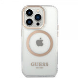 Guess iPhone 14 Pro Skal Transparent MagSafe Guld Transparent