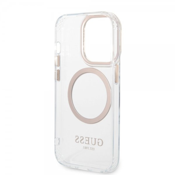 Guess iPhone 14 Pro Skal Transparent MagSafe Guld Transparent
