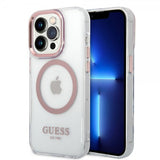 Guess iPhone 14 Pro Skal Transparent MagSafe Rosa Transparent