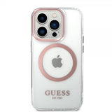 Guess iPhone 14 Pro Skal Transparent MagSafe Rosa Transparent