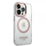 Guess iPhone 14 Pro Skal Transparent MagSafe Rosa Transparent