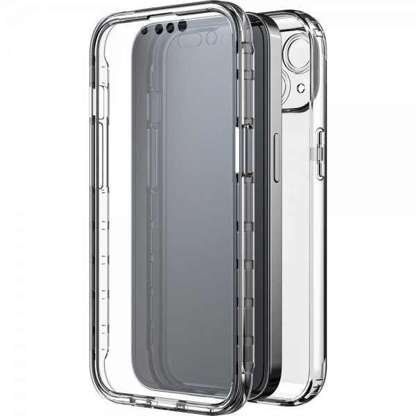 Black Rock iPhone 14 Skal 360° Real Glass Case Svart Klar