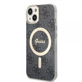 Guess iPhone 14 Skal 4G Pattern MagSafe Svart