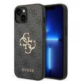 Guess iPhone 14 Skal Big Metal Logo Grå