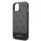Guess iPhone 14 Skal Bottom Stripe Metal Logo Grå