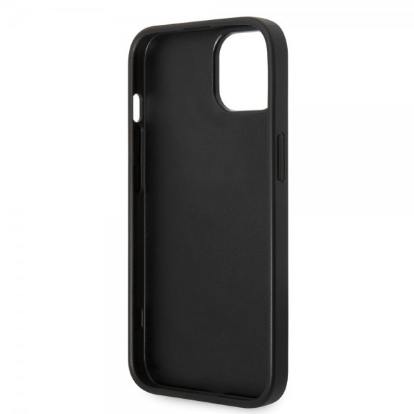 Guess iPhone 14 Skal Bottom Stripe Metal Logo Grå