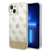 Guess iPhone 14 Skal Bottom Stripe Script Logo Guld