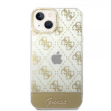 Guess iPhone 14 Skal Bottom Stripe Script Logo Guld