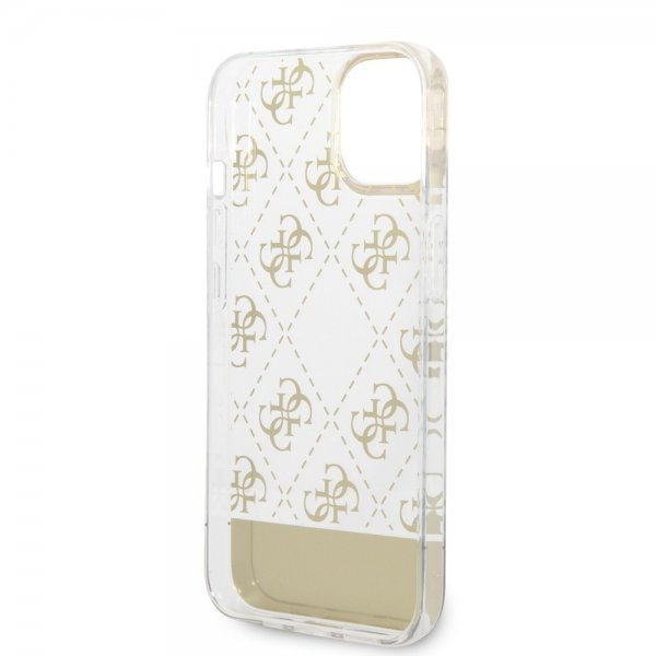 Guess iPhone 14 Skal Bottom Stripe Script Logo Guld