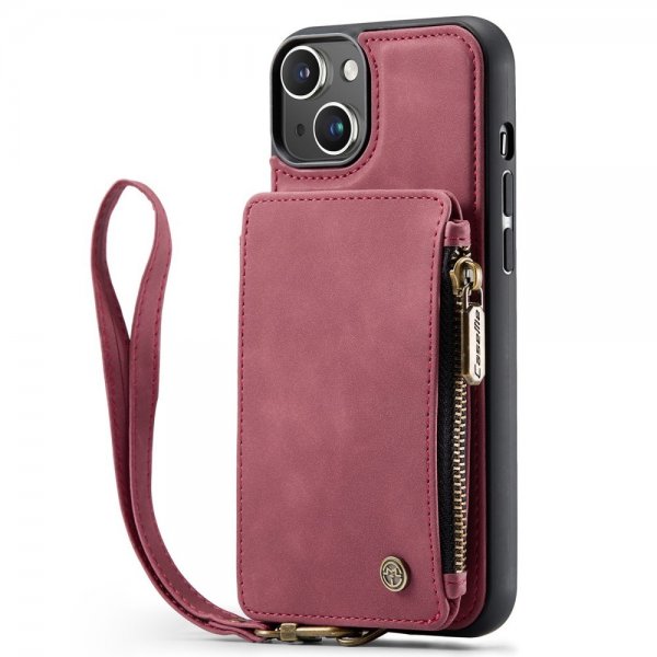 CaseMe iPhone 14 Skal C20 Kortfack Dragkedja Röd