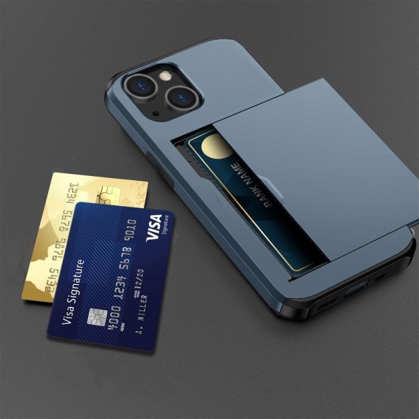 iPhone 14 Skal Card Slide Blå
