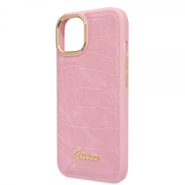 Guess iPhone 14 Skal Croco Rosa