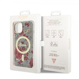 Guess iPhone 14 Skal Flower MagSafe Kaki