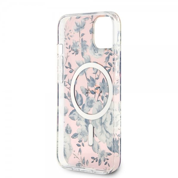 Guess iPhone 14 Skal Flower MagSafe Rosa