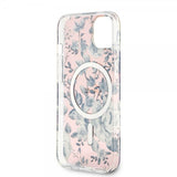 Guess iPhone 14 Skal Flower MagSafe Rosa