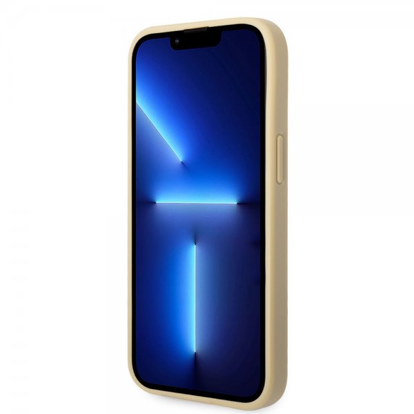 Guess iPhone 14 Skal Glitter Flakes Metal Logo Guld