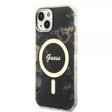 Guess iPhone 14 Skal Golden Marble MagSafe Svart