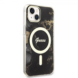 Guess iPhone 14 Skal Golden Marble MagSafe Svart