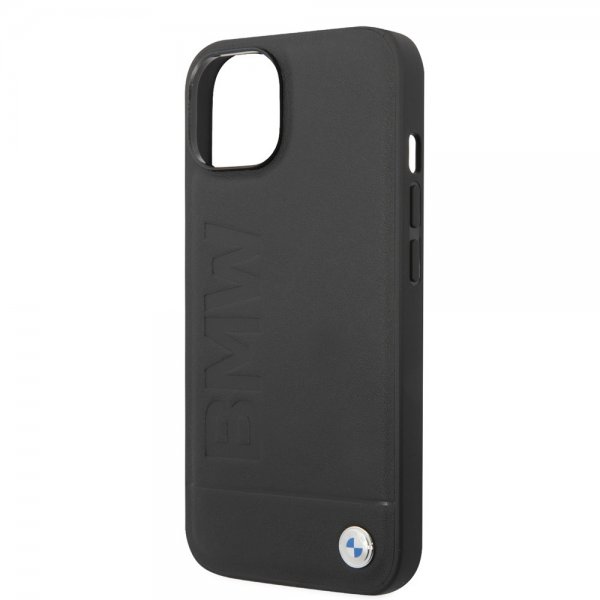 BMW iPhone 14 Skal Hot Stamp Metal Logo Svart