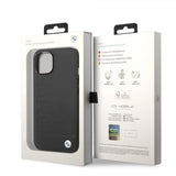 BMW iPhone 14 Skal Hot Stamp Metal Logo Svart
