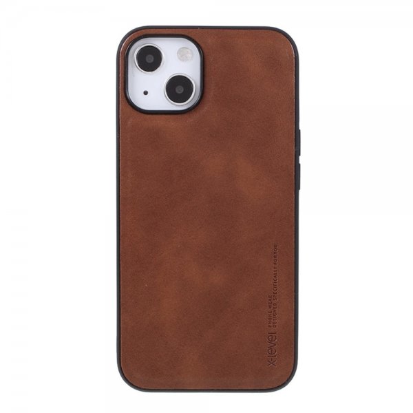 X-Level iPhone 14 Skal Lädertextur Brun