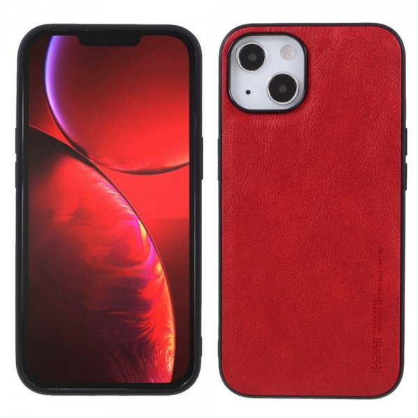 X-Level iPhone 14 Skal Lädertextur Röd