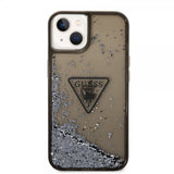 Guess iPhone 14 Skal Liquid Glitter Translucent Svart