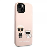 Karl Lagerfeld iPhone 14 Skal Liquid Silicone Karl & Choupette MagSafe Rosa