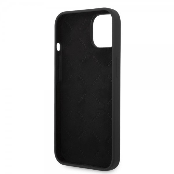 Guess iPhone 14 Skal Liquid Silicone Metal Logo Svart