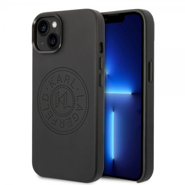 Karl Lagerfeld iPhone 14 Skal Logo Perforerad Svart