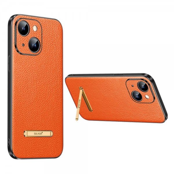 Sulada iPhone 14 Skal med Stativ Orange