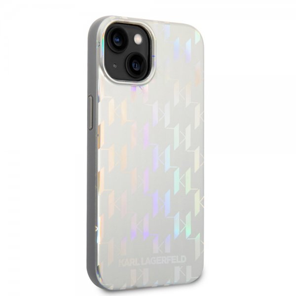Karl Lagerfeld iPhone 14 Skal Monogram Iridescent Silver
