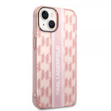 Karl Lagerfeld iPhone 14 Skal Monogram Vertical Stripe Rosa