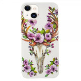 iPhone 14 Skal Motiv Blommor och Hjort