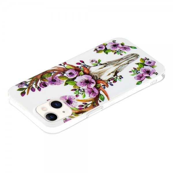 iPhone 14 Skal Motiv Blommor och Hjort