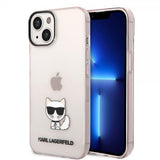 Karl Lagerfeld iPhone 14 Skal Printed Choupette Transparent Rosa