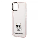 Karl Lagerfeld iPhone 14 Skal Printed Choupette Transparent Rosa