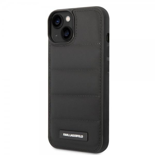 Karl Lagerfeld iPhone 14 Skal Quilted Nylon Puffy Case Logo Plate Svart