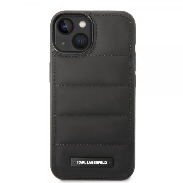 Karl Lagerfeld iPhone 14 Skal Quilted Nylon Puffy Case Logo Plate Svart