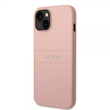 Guess iPhone 14 Skal Saffiano Metal Logo Stripes Rosa